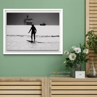 تابلو ورزشی سیاه و سفید - موج‌سوار – تابلو سیاه و سفید - اسپو دکور