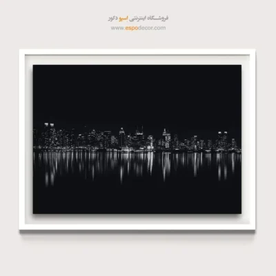 تابلو مدرن سیاه و سفید برای هدیه - شهر در آینه – تابلو سیاه و سفید - اسپو دکور