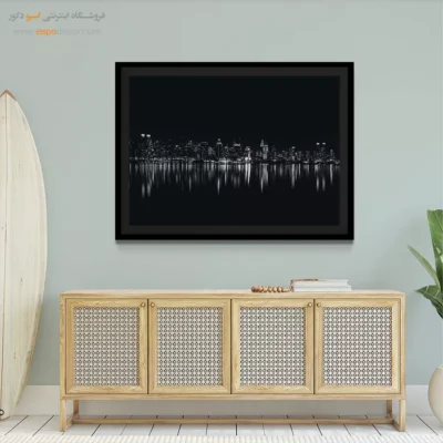 تابلو مدرن سیاه و سفید برای هدیه - شهر در آینه – تابلو سیاه و سفید - اسپو دکور