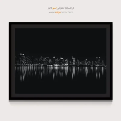 تابلو مدرن سیاه و سفید برای هدیه - شهر در آینه – تابلو سیاه و سفید - اسپو دکور