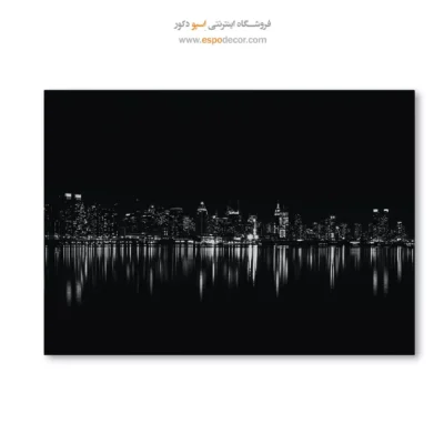 تابلو مدرن سیاه و سفید برای هدیه - شهر در آینه – تابلو سیاه و سفید - اسپو دکور