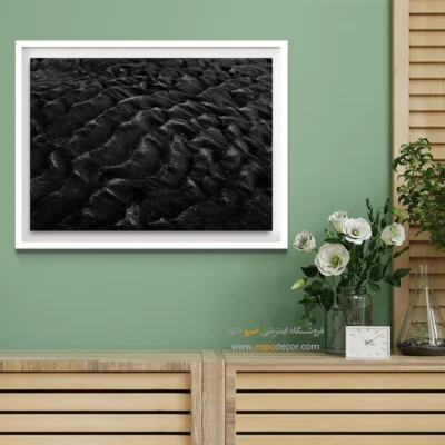 تابلو برای دکوراسیون آبستره - موج شنی – تابلو سیاه و سفید - اسپو دکور