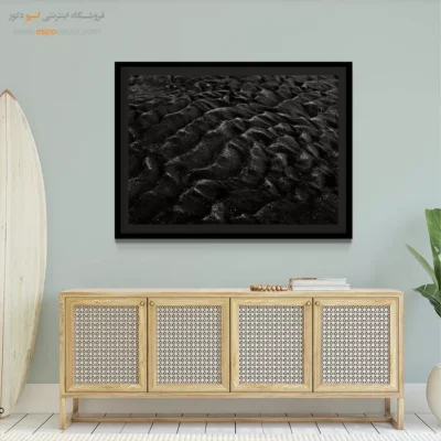 تابلو برای دکوراسیون آبستره - موج شنی – تابلو سیاه و سفید - اسپو دکور