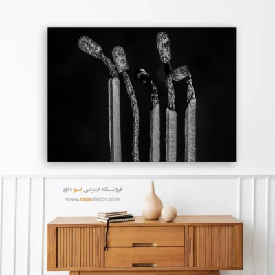 تابلو دیواری سیاه و سفید مفهومی - سوخته – تابلو سیاه و سفید - اسپو دکور