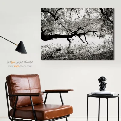 تابلو طبیعت مدرن - کهنسال – تابلو سیاه و سفید - اسپو دکور