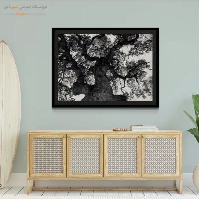 تابلو برای فضای یوگا و آرامش - درخت زندگی – تابلو سیاه و سفید - اسپو دکور