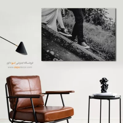تابلو اتاق خواب عروس و داماد - هم‌قدم – تابلو سیاه و سفید - اسپو دکور