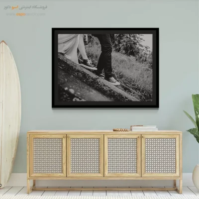 تابلو اتاق خواب عروس و داماد - هم‌قدم – تابلو سیاه و سفید - اسپو دکور