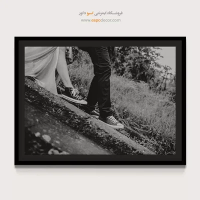 تابلو اتاق خواب عروس و داماد - هم‌قدم – تابلو سیاه و سفید - اسپو دکور