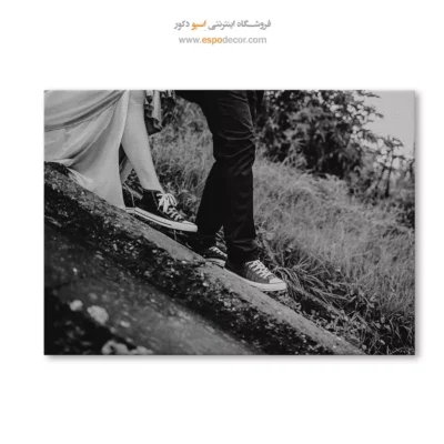 تابلو اتاق خواب عروس و داماد - هم‌قدم – تابلو سیاه و سفید - اسپو دکور