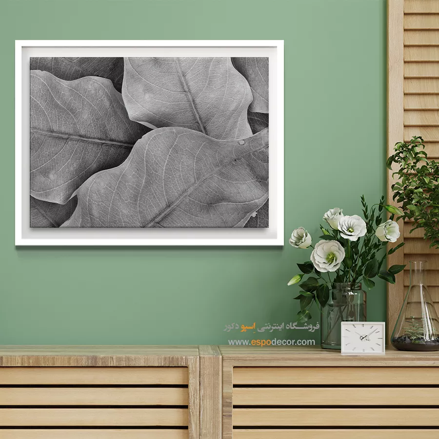 تابلو برای سالن ماساژ - نفس گیاه – تابلو سیاه و سفید - اسپو دکور