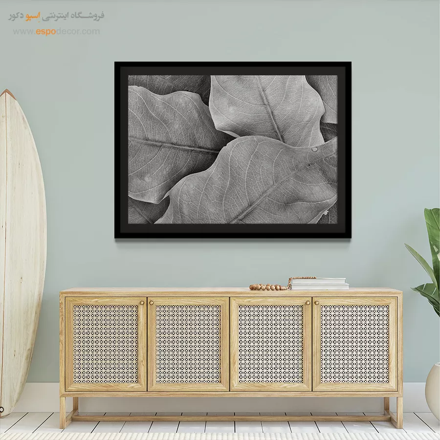 تابلو برای سالن ماساژ - نفس گیاه – تابلو سیاه و سفید - اسپو دکور