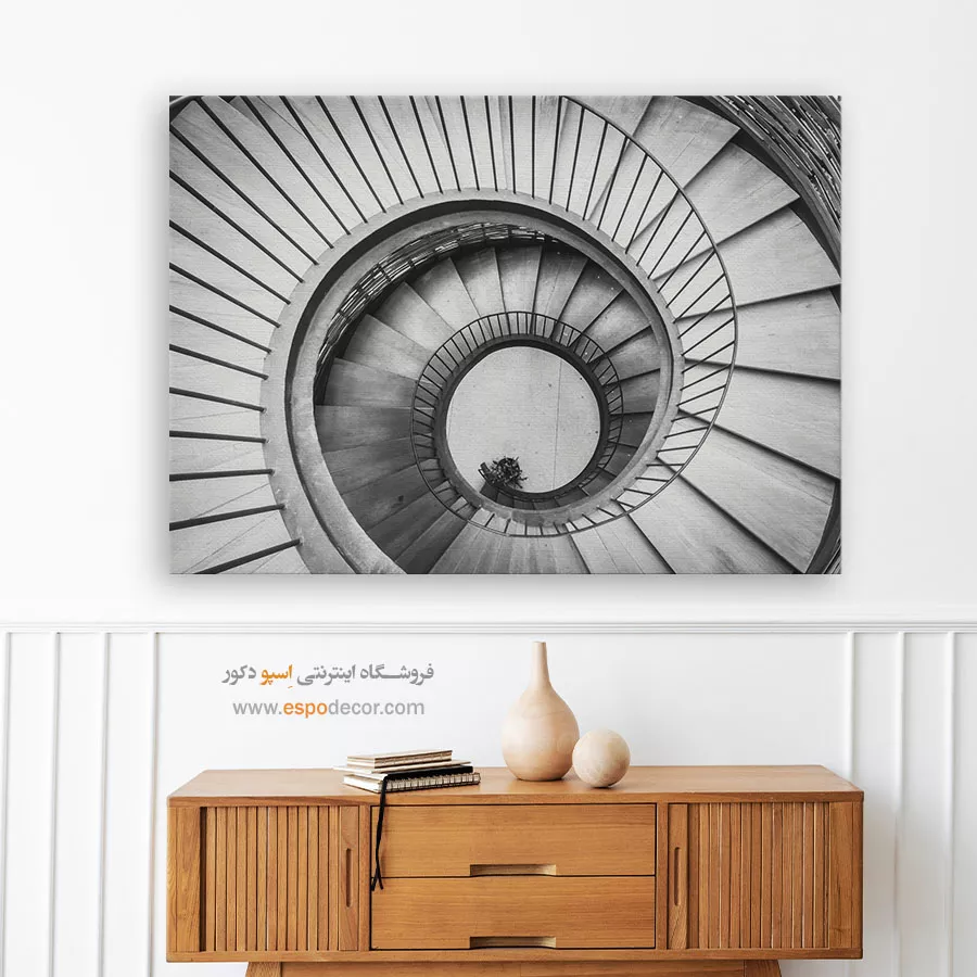 تابلو سیاه و سفید خاص - گرداب هندسی – تابلو سیاه و سفید - اسپو دکور