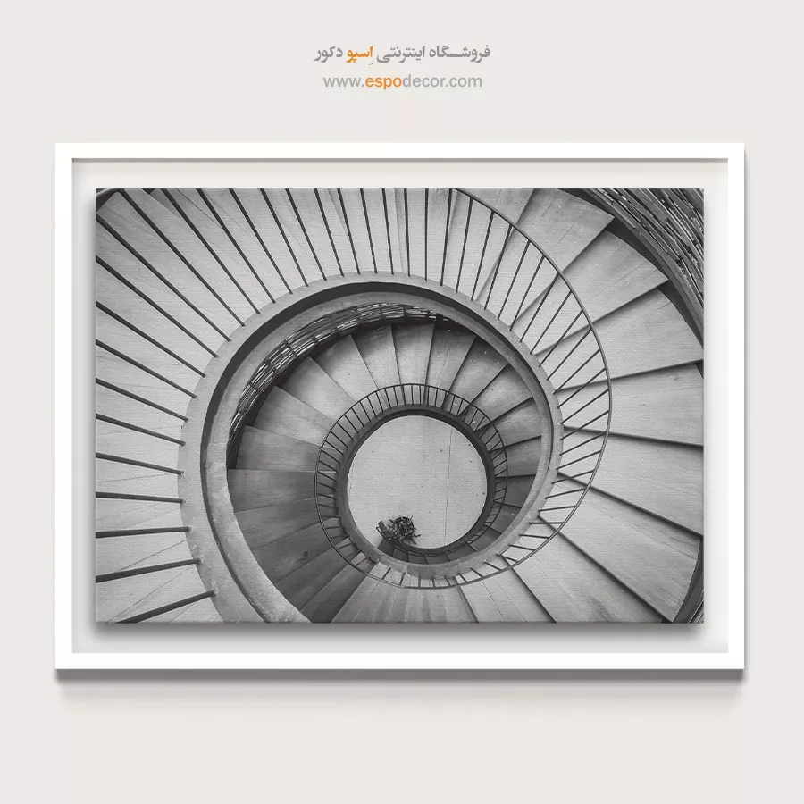 تابلو سیاه و سفید خاص - گرداب هندسی – تابلو سیاه و سفید - اسپو دکور