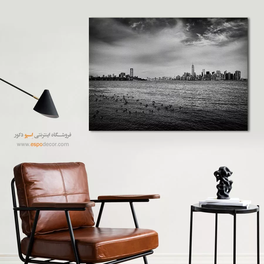 تابلو مناسب دفتر وکالت - افق منهتن – تابلو سیاه و سفید - اسپو دکور