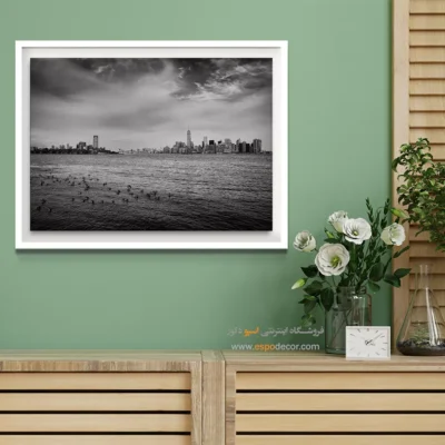 تابلو مناسب دفتر وکالت - افق منهتن – تابلو سیاه و سفید - اسپو دکور
