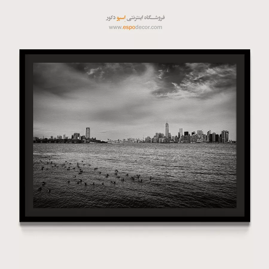 تابلو مناسب دفتر وکالت - افق منهتن – تابلو سیاه و سفید - اسپو دکور