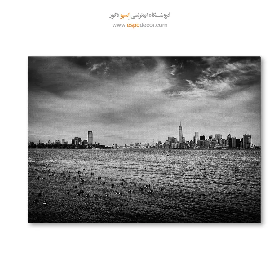 تابلو مناسب دفتر وکالت - افق منهتن – تابلو سیاه و سفید - اسپو دکور