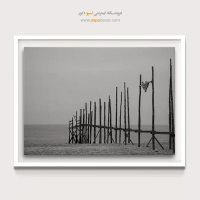 تابلو مینیمال دریا - مرز دریا – تابلو سیاه و سفید - اسپو دکور