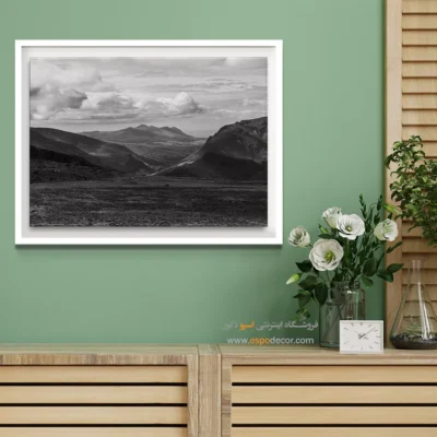 تابلو برای دکور پذیرایی بزرگ - سرزمین ابرها – تابلو سیاه و سفید - اسپو دکور