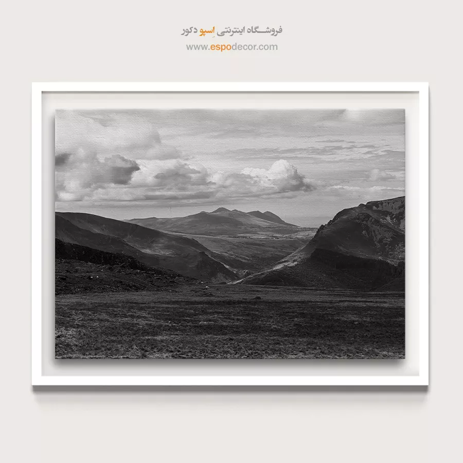 تابلو برای دکور پذیرایی بزرگ - سرزمین ابرها – تابلو سیاه و سفید - اسپو دکور