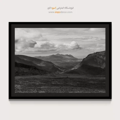تابلو برای دکور پذیرایی بزرگ - سرزمین ابرها – تابلو سیاه و سفید - اسپو دکور
