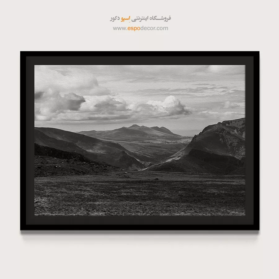تابلو برای دکور پذیرایی بزرگ - سرزمین ابرها – تابلو سیاه و سفید - اسپو دکور