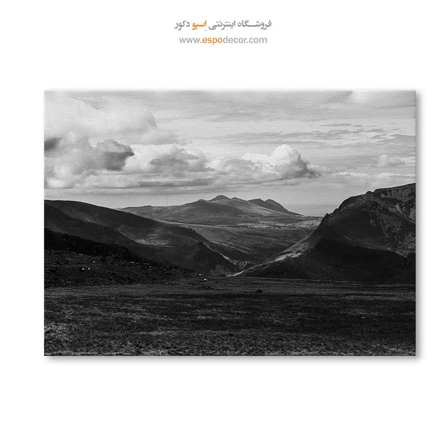 تابلو برای دکور پذیرایی بزرگ - سرزمین ابرها – تابلو سیاه و سفید - اسپو دکور