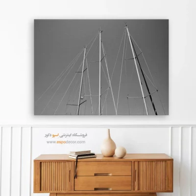 تابلو برای دکوراسیون ویلا - دکل قایق – تابلو سیاه و سفید - اسپو دکور
