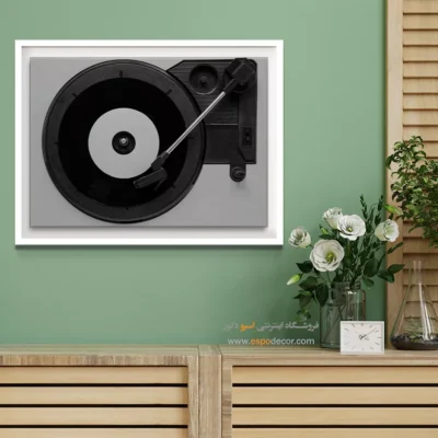 خرید تابلو اتاق موسیقی - نوستالژی وینیل – تابلو سیاه و سفید - اسپو دکور