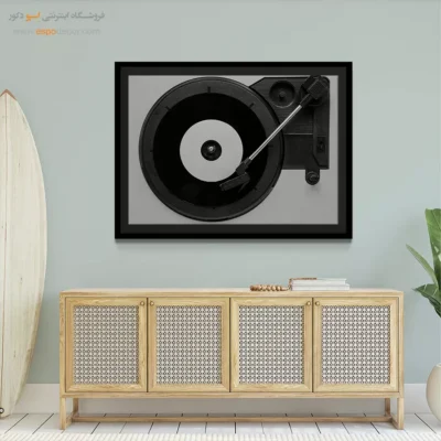 خرید تابلو اتاق موسیقی - نوستالژی وینیل – تابلو سیاه و سفید - اسپو دکور