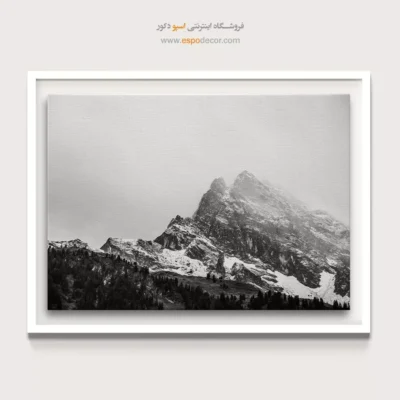 تابلو کوه آلپ - مه گرفته – تابلو سیاه و سفید - اسپو دکور