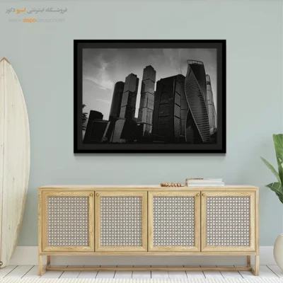 خرید تابلودکوراسیون دفتر مهندسی - آسمان‌خراش‌های مسکو – تابلو سیاه و سفید - اسپو دکور