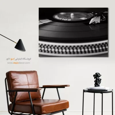 تابلو هنری دکوراسیون کافه - صدای وینیل – تابلو سیاه و سفید - اسپو دکور