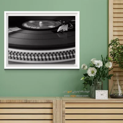 تابلو هنری دکوراسیون کافه - صدای وینیل – تابلو سیاه و سفید - اسپو دکور