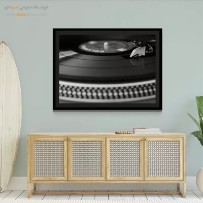تابلو هنری دکوراسیون کافه - صدای وینیل – تابلو سیاه و سفید - اسپو دکور