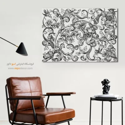 تابلو طرح باروک - حکاکی باروک – تابلو سیاه و سفید - اسپو دکور