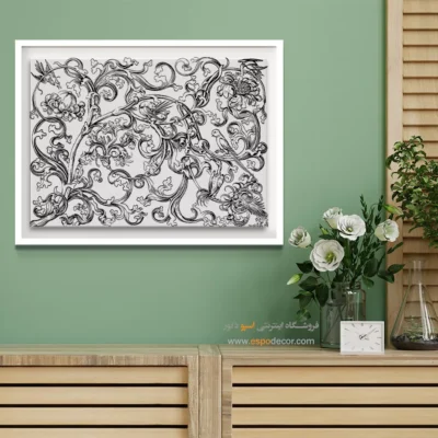 تابلو طرح باروک - حکاکی باروک – تابلو سیاه و سفید - اسپو دکور