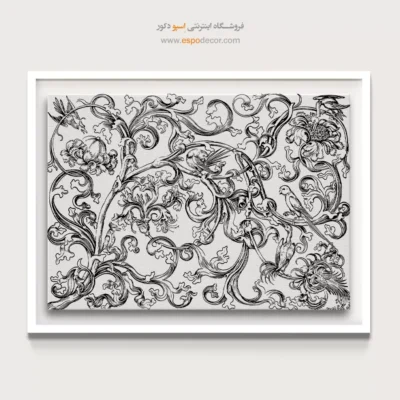 تابلو طرح باروک - حکاکی باروک – تابلو سیاه و سفید - اسپو دکور