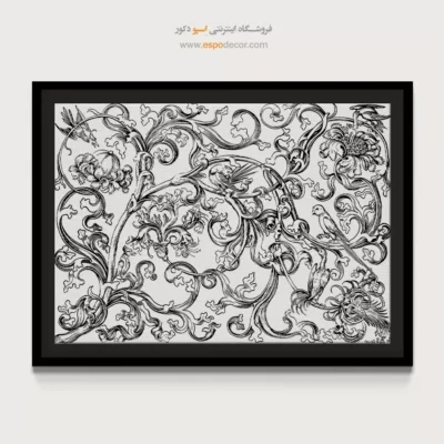 تابلو طرح باروک - حکاکی باروک – تابلو سیاه و سفید - اسپو دکور