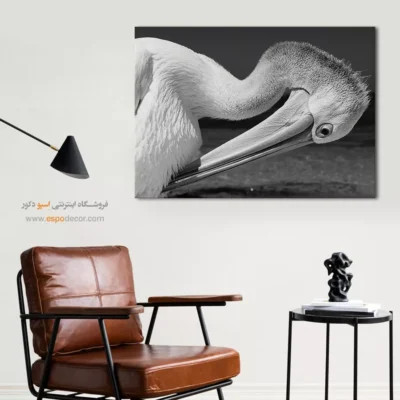 تابلو طبیعت مینیمال - پلیکان – تابلو سیاه و سفید - اسپو دکور