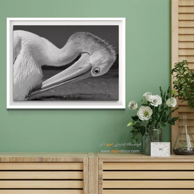 تابلو طبیعت مینیمال - پلیکان – تابلو سیاه و سفید - اسپو دکور