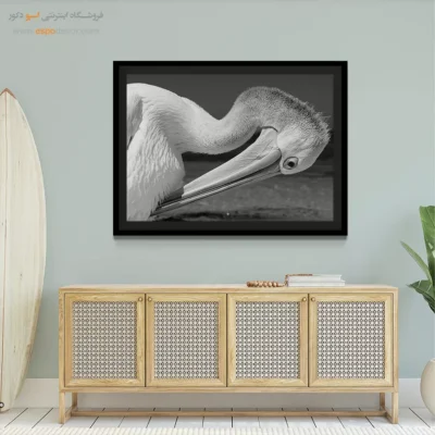 تابلو طبیعت مینیمال - پلیکان – تابلو سیاه و سفید - اسپو دکور