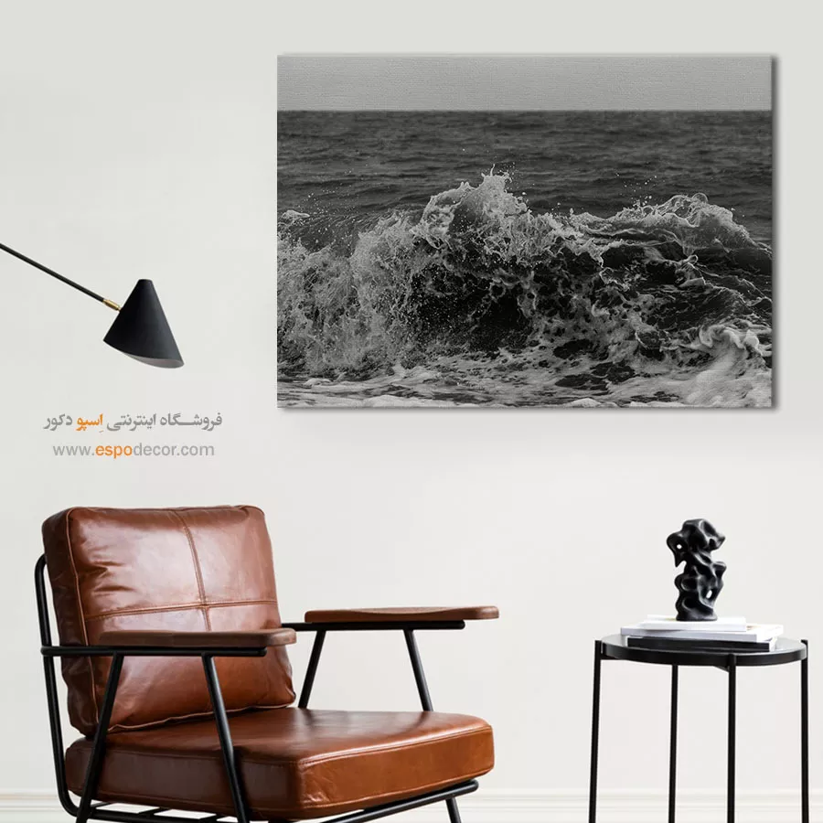 تابلو حمام و سرویس بهداشتی - خروش – تابلو سیاه و سفید - اسپو دکور