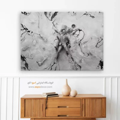 تابلو مفهومی سورئال - واقعیت شناور – تابلو سیاه و سفید - اسپو دکور