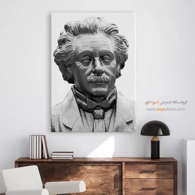 تابلو با تصویر انیشتین - انیشتین – تابلو سیاه و سفید - اسپو دکور