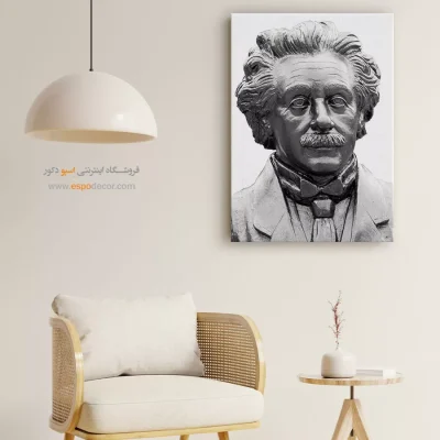 تابلو با تصویر انیشتین - انیشتین – تابلو سیاه و سفید - اسپو دکور