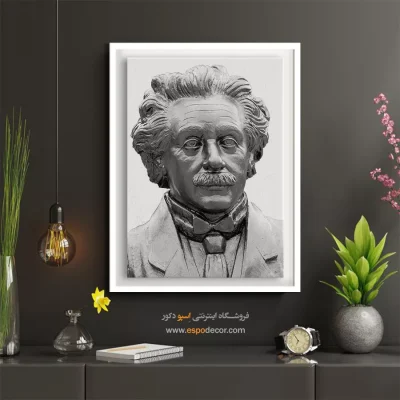 تابلو با تصویر انیشتین - انیشتین – تابلو سیاه و سفید - اسپو دکور