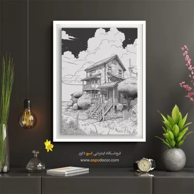 تابلو زیبا با طرح‌های طبیعی - دید خالص – تابلو سیاه و سفید - اسپو دکور