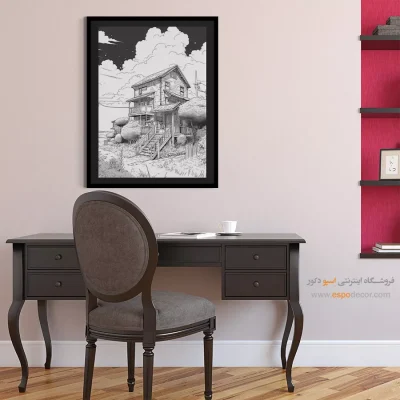 تابلو زیبا با طرح‌های طبیعی - دید خالص – تابلو سیاه و سفید - اسپو دکور